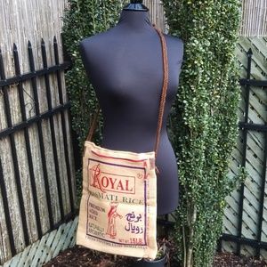 Eclectic Burlap Crossbody Bag